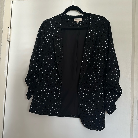 Skies Are Blue Jackets & Blazers - Skies Are Blue polka dot collarless blazer